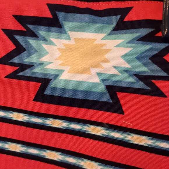 New Southwestern geometric Pink Turquoise Cowgirl Double Handle Satchel Bag Boh - Picture 8 of 10